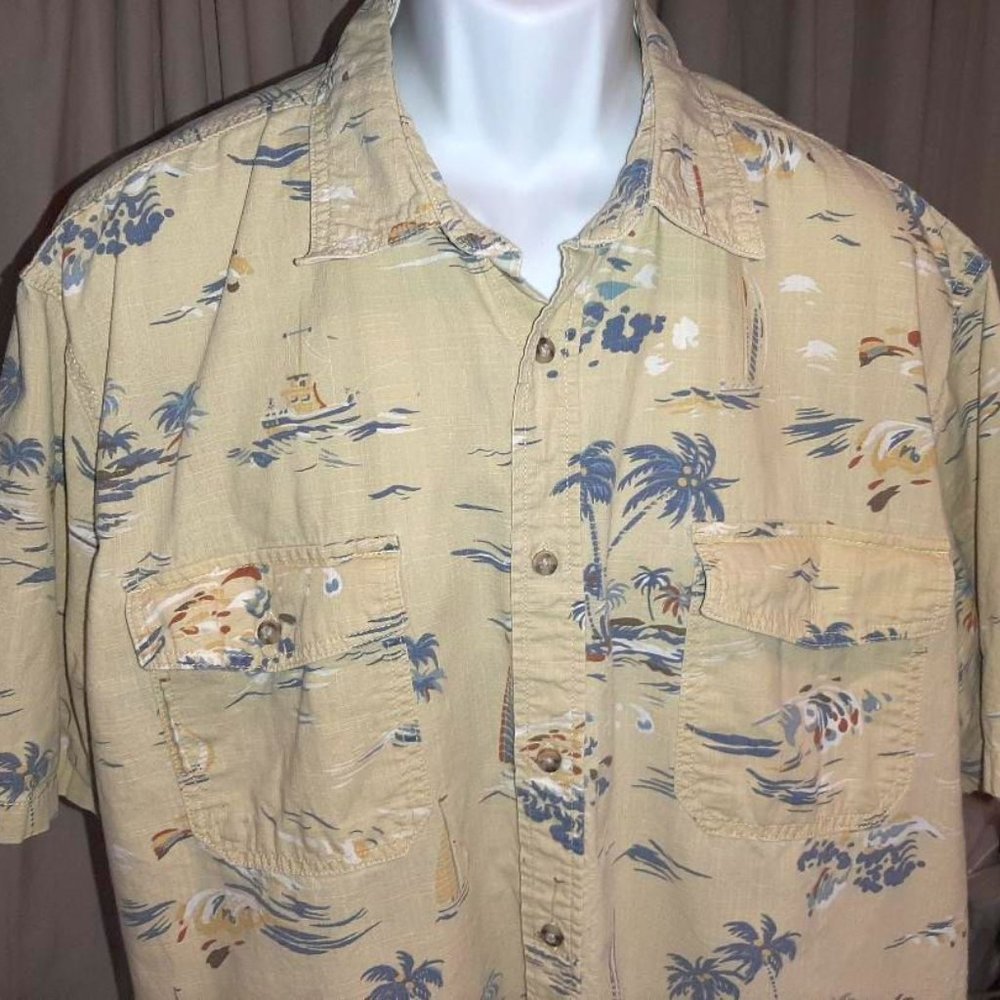 Basic Editions vintage cotton shirt with tropical design in size XL